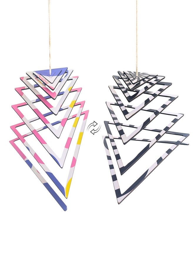 Brainytots Spiral Hanging Toy Mobile | Hanging Mobile for Baby 0-6 Months | Dual-Sided Black-&-White + Color | Wooden Cot Mobile Hanging Toy | Cradle Toys Hanging | Bed Hanging Toys ASIN (Triangle) - Image 1